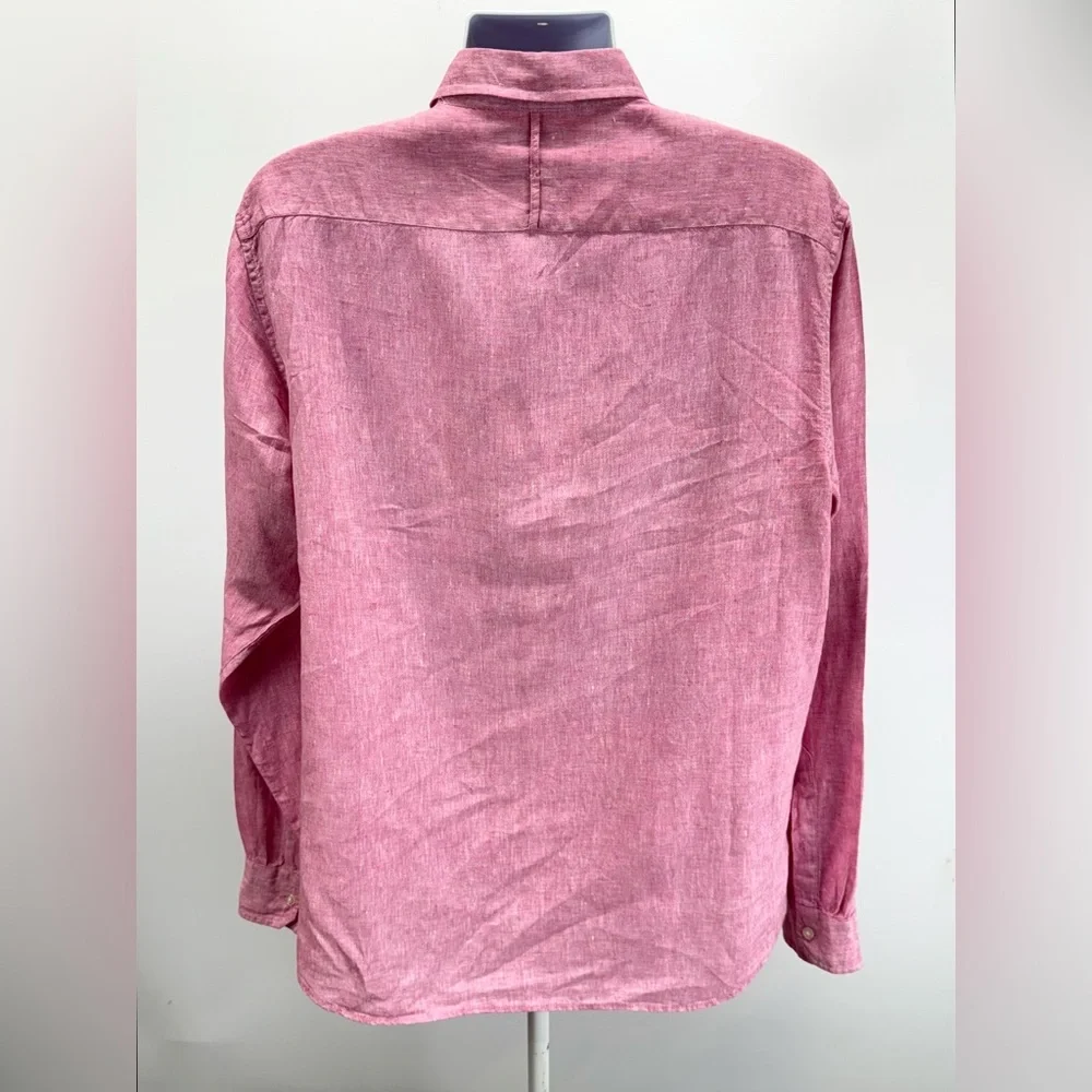 BANANA REPUBLIC Men's pink 100% Linen Slim Fit Button Down Shirt size XL - Picture 5 of 13